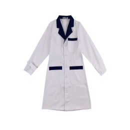 Large-scale custom-made long-sleeved white lab coat custom-made cuff adjustment navy blue lapel doctor gown doctor gown supplier SKU053 Large-scale custom-made long-sleeved white lab coat custom-made cuff adjustment navy blue lapel doctor gown doctor gown supplier SKU053